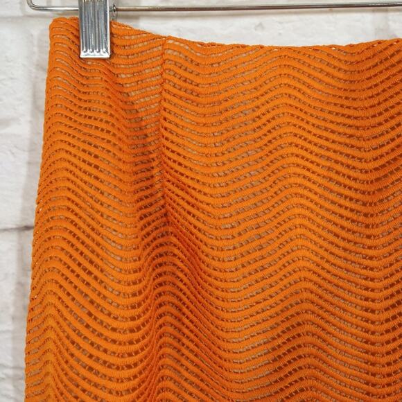 ML Keepsake The Label Orange Think Twice Scallop Modern Midi Pencil Skirt NWT S - Picture 5 of 7